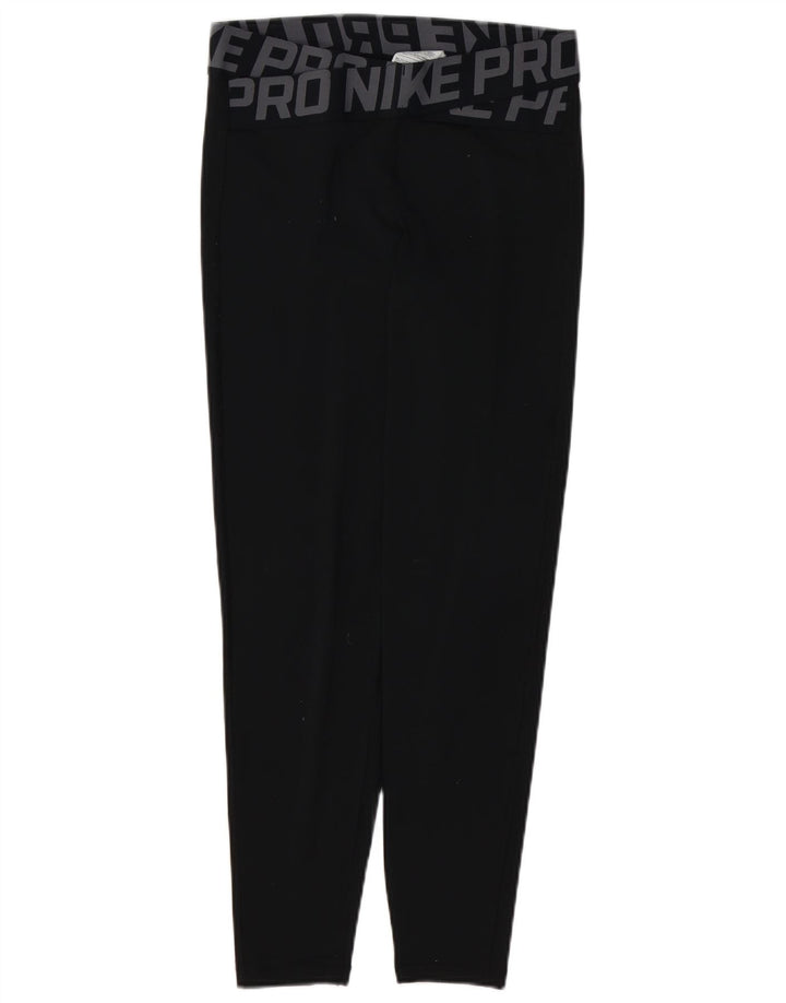 NIKE Dri Fit grafiske leggings til kvinder UK 12 Medium Black Polyester