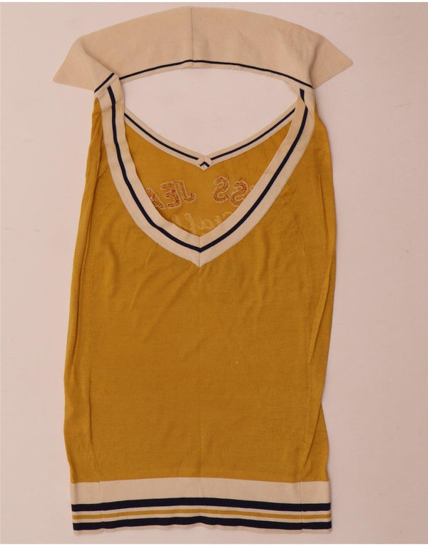 Guess Graphic Halter Top til kvinder UK 12 Medium Yellow Colourblock Silke
