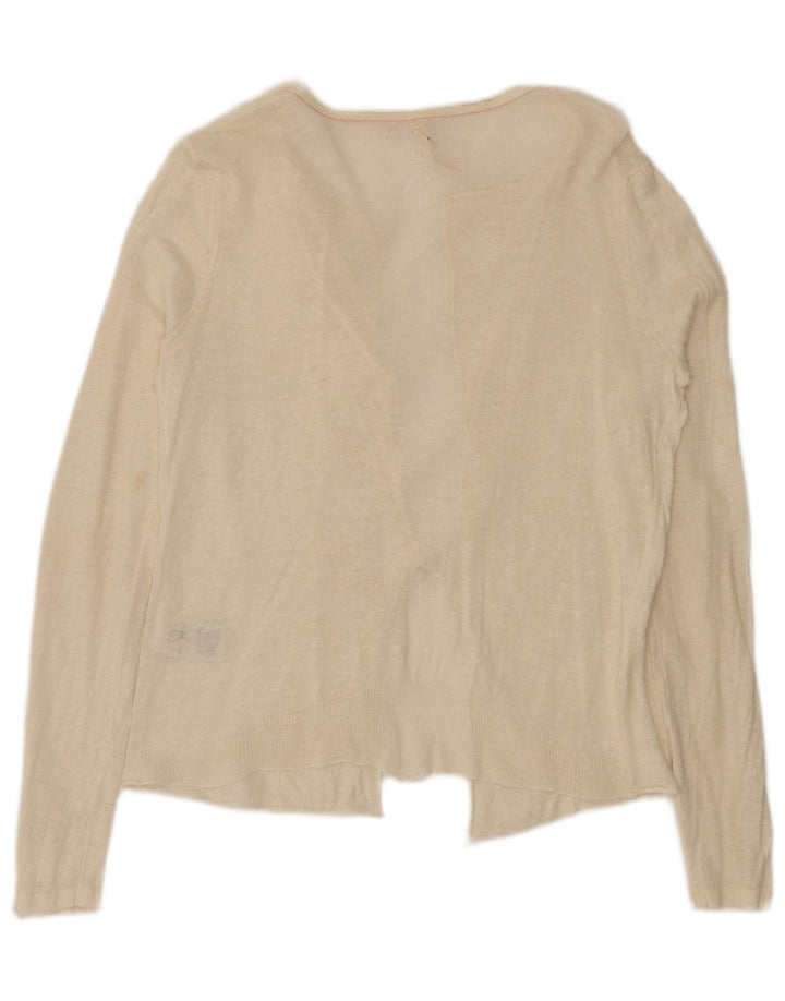 White Stuff Dame Cardigan Sweater UK 12 Medium Off Linnen