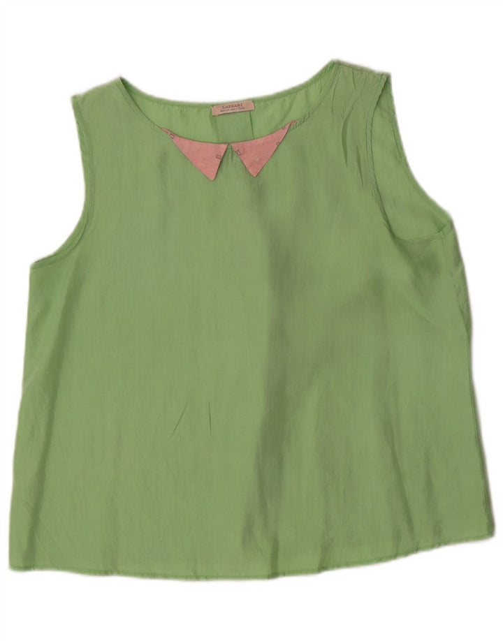 Lazzari Dame ærmeløs bluse Top IT 44 Medium Green Silke
