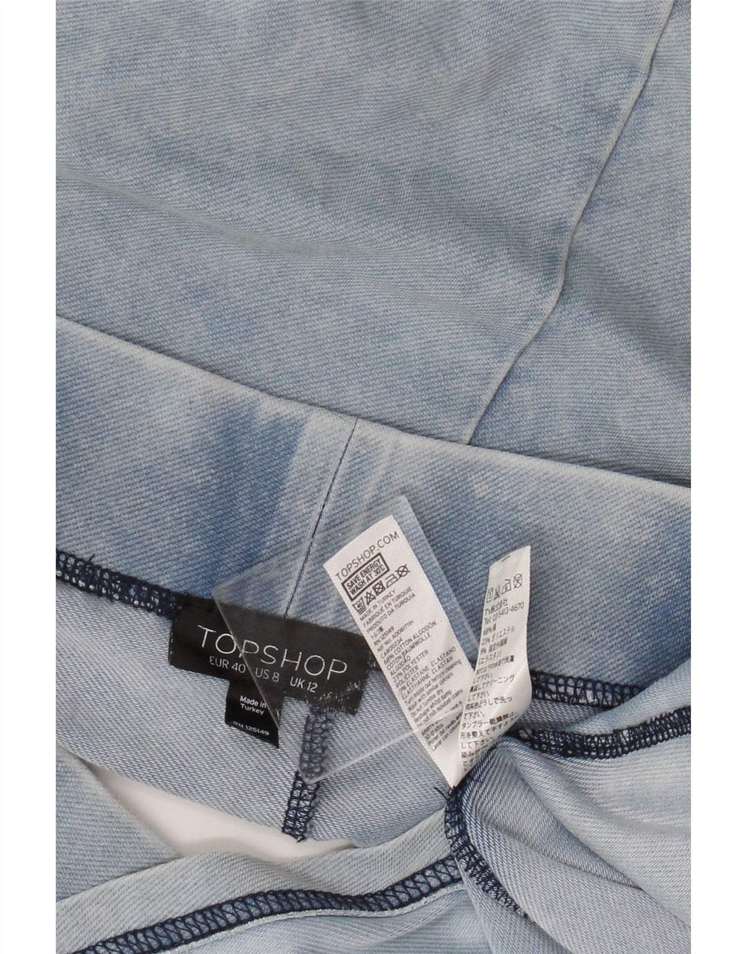Topshop Dame Denim Nederdel UK 12 Medium W28 Blå Bomuld
