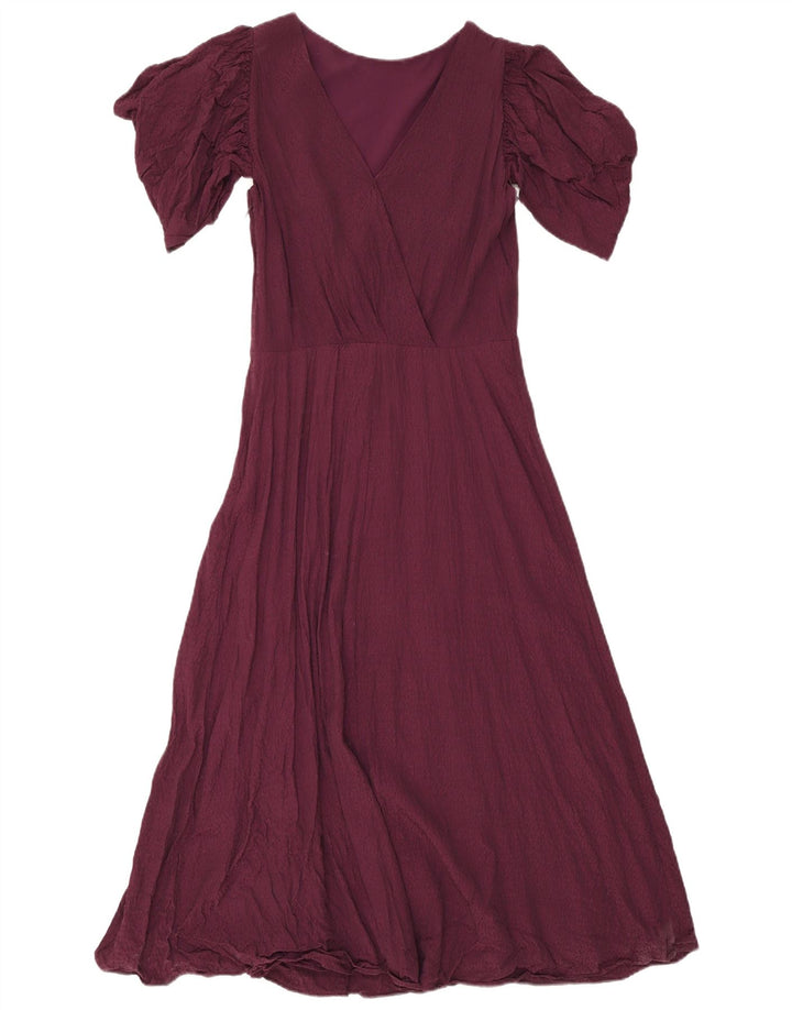 Ted Baker Dame Maxikjole Størrelse 2 Lille Burgundy Viscose