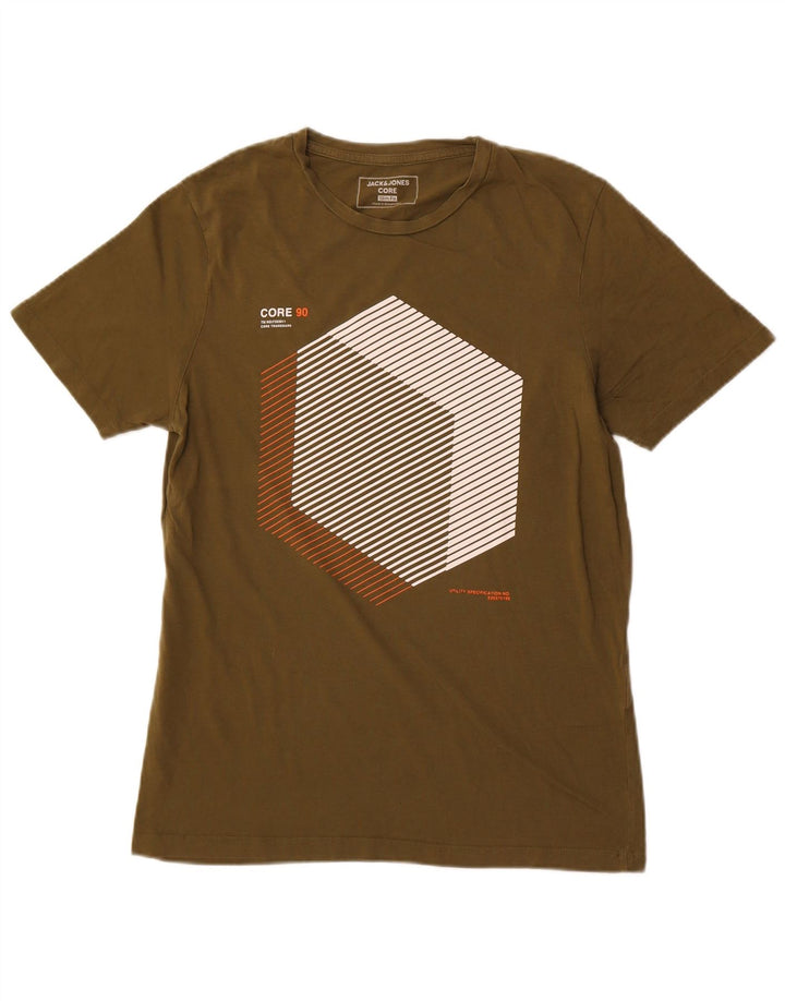 Jack & Jones Herre Slim Fit Grafisk T-Shirt Top Medium Khaki