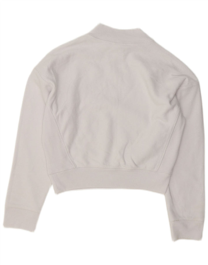 Champion Womens Crop Sweatshirt Jumper UK 14 Medium White Bomuld