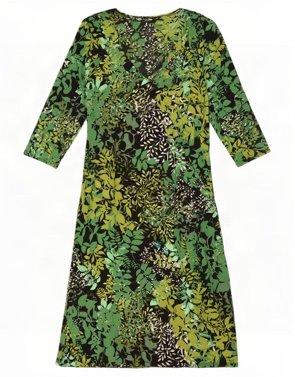 Wallis Womens Petite 3/4 Sleeve Basic Dress UK 8 Small Green Floral Viscose