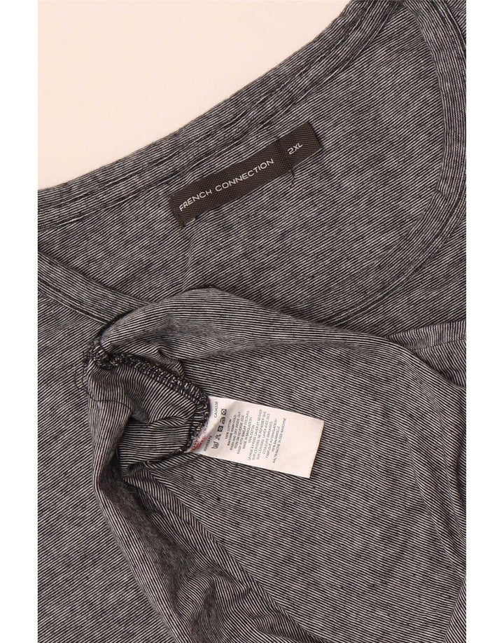 French Connection Herre T-Shirt Top 2XL Grå nålestribet bomuld