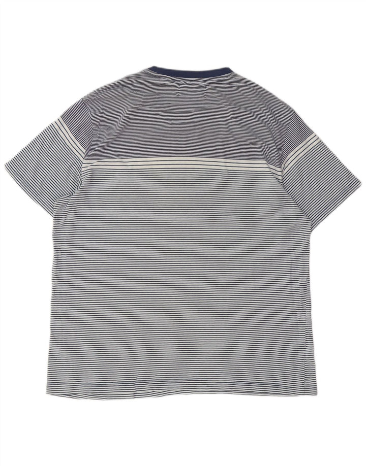 PENGUIN Herre høj T-shirt top XL marineblå stribet bomuld