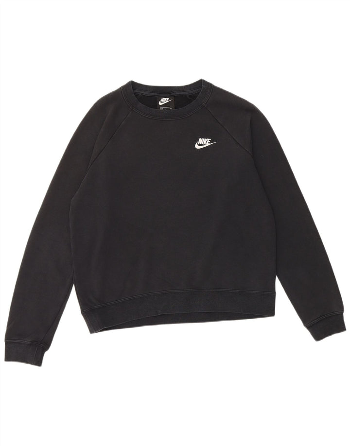 Nike Dame Oversized Sweatshirt Jumper UK 10 Small Black Bomuld