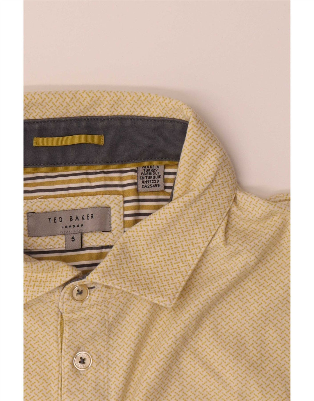 Ted Baker Herre poloskjorte str. 5 XL Gul plettet bomuld