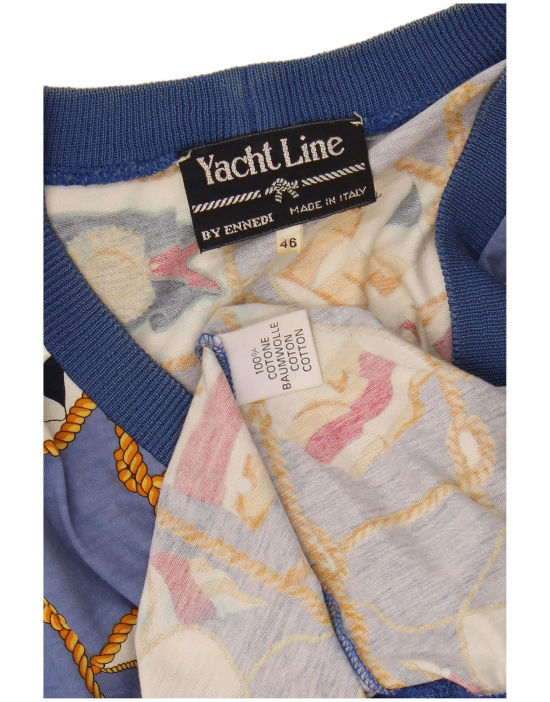 Ennedi kvinders abstrakt mønster kortærmet cardigan top IT 46 stor blå