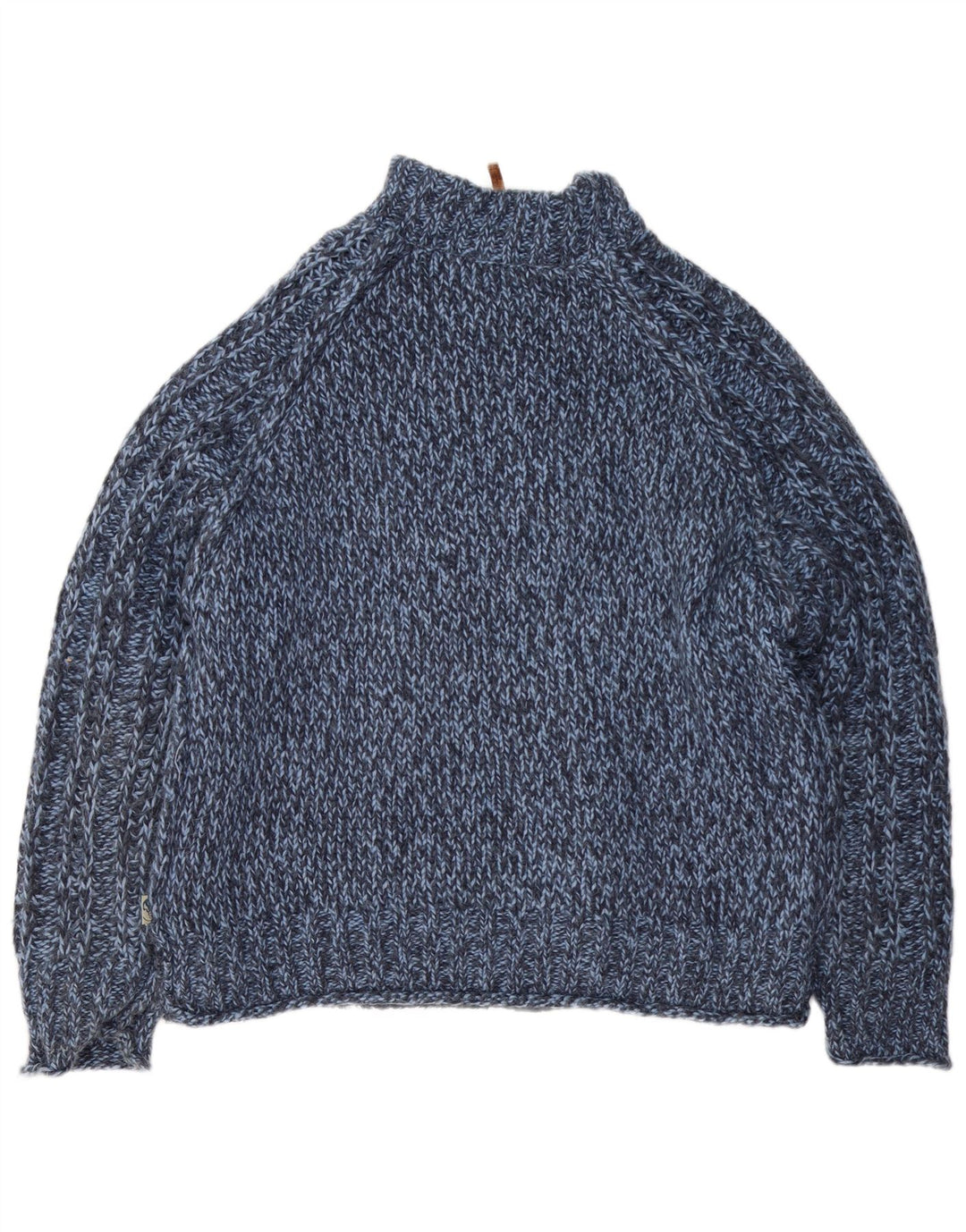 Fat Face Herre Zip Neck Jumper Sweater XL Navy Blue Flecked Wool