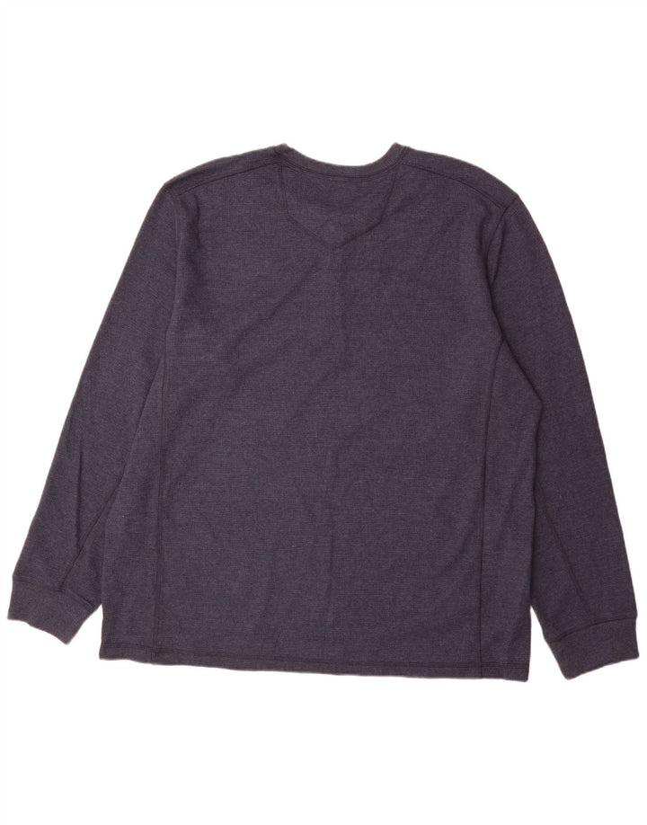 Eddie Bauer Herre Top Langærmet 2XL Navy Blue Bomuld