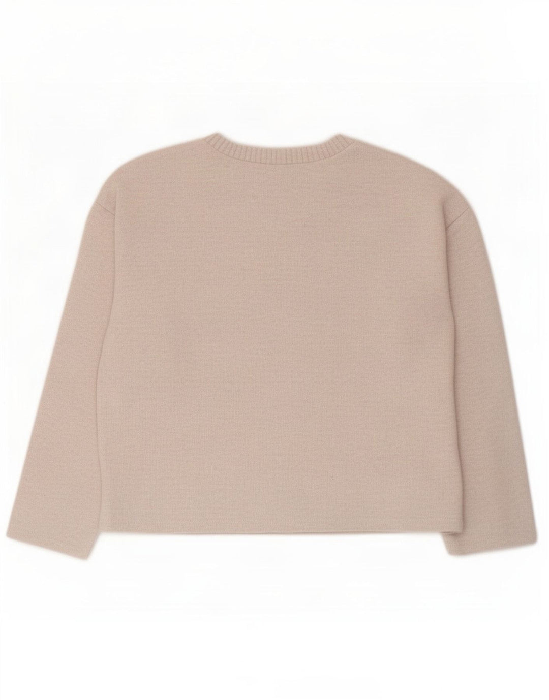 Zara Womens Crop Oversized Top Langærmet UK 10 Small Beige Polyester
