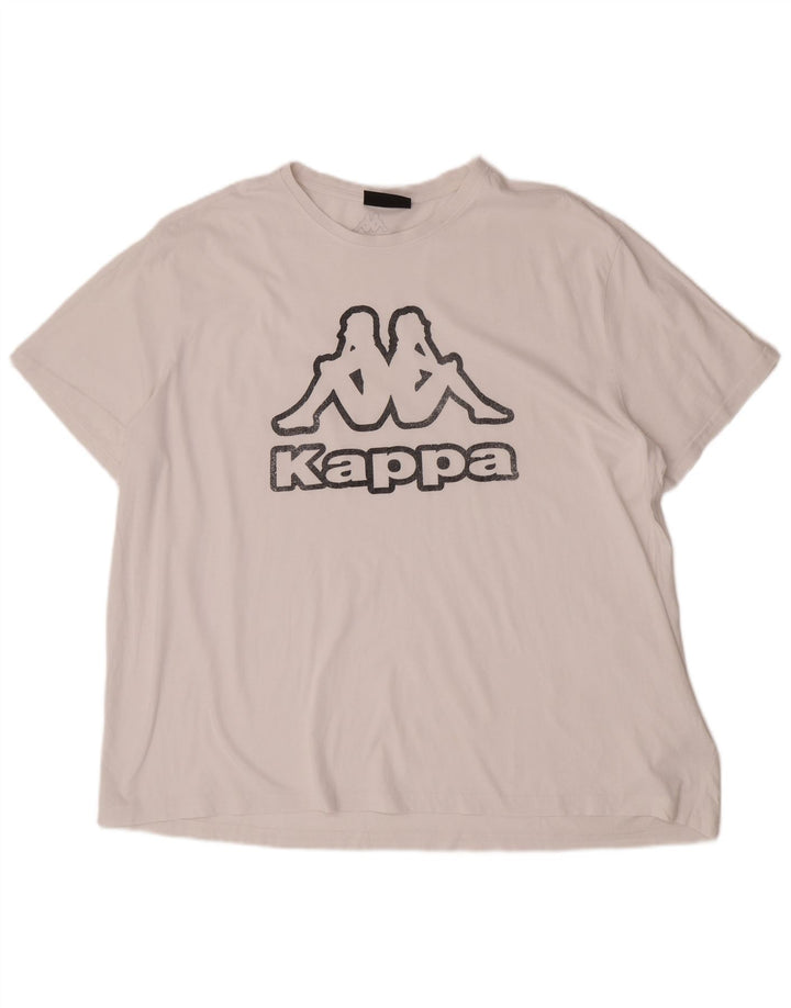 Kappa Herre Grafisk T-Shirt Top 4XL Hvid Bomuld