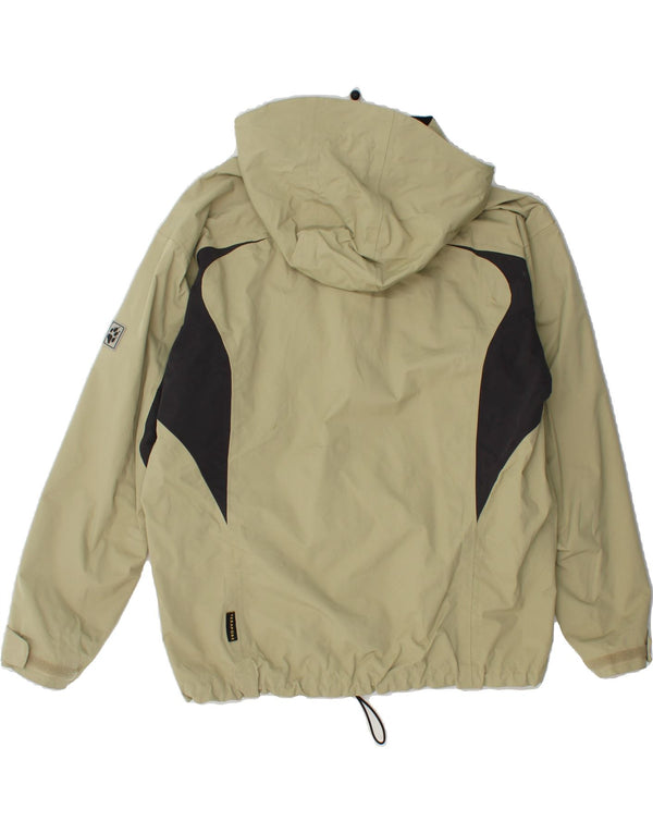 JACK WOLFSKIN Womens Hooded Rain Jacket UK 12 Medium Green Colourblock