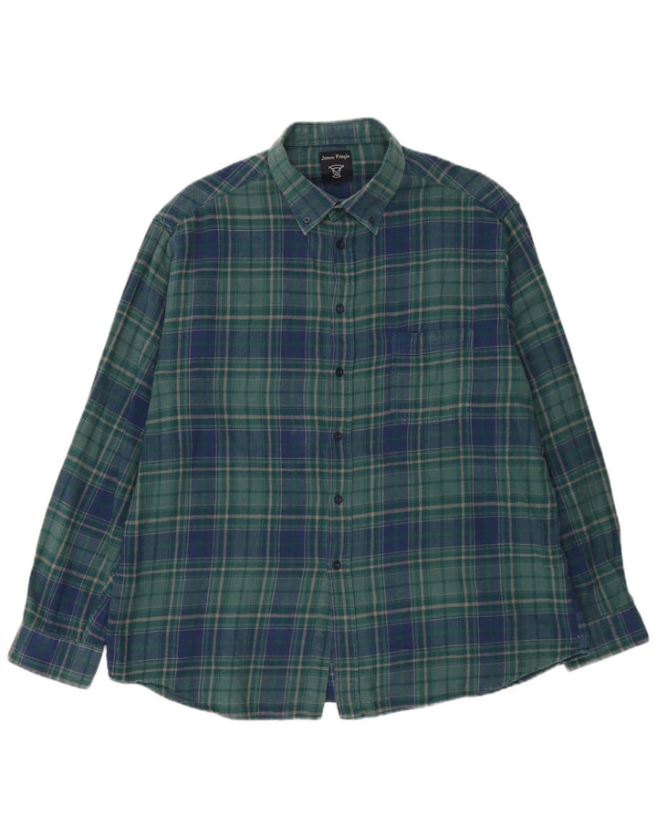 James Pringle herre flannelskjorte 2XL grøn ternet bomuld