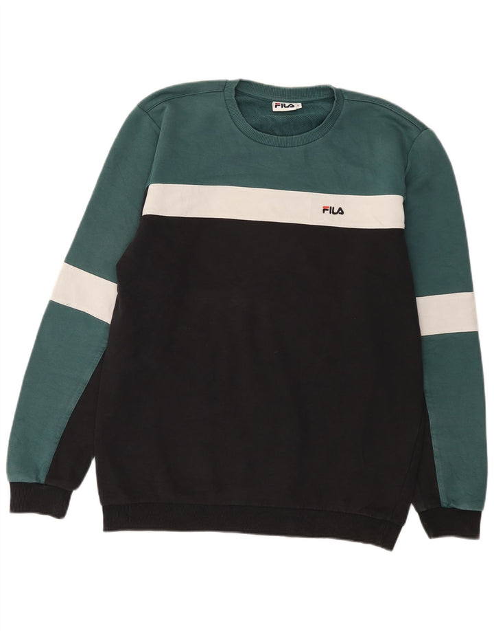 Fila Herre Sweatshirt Jumper Stor Sort Colourblock Bomuld