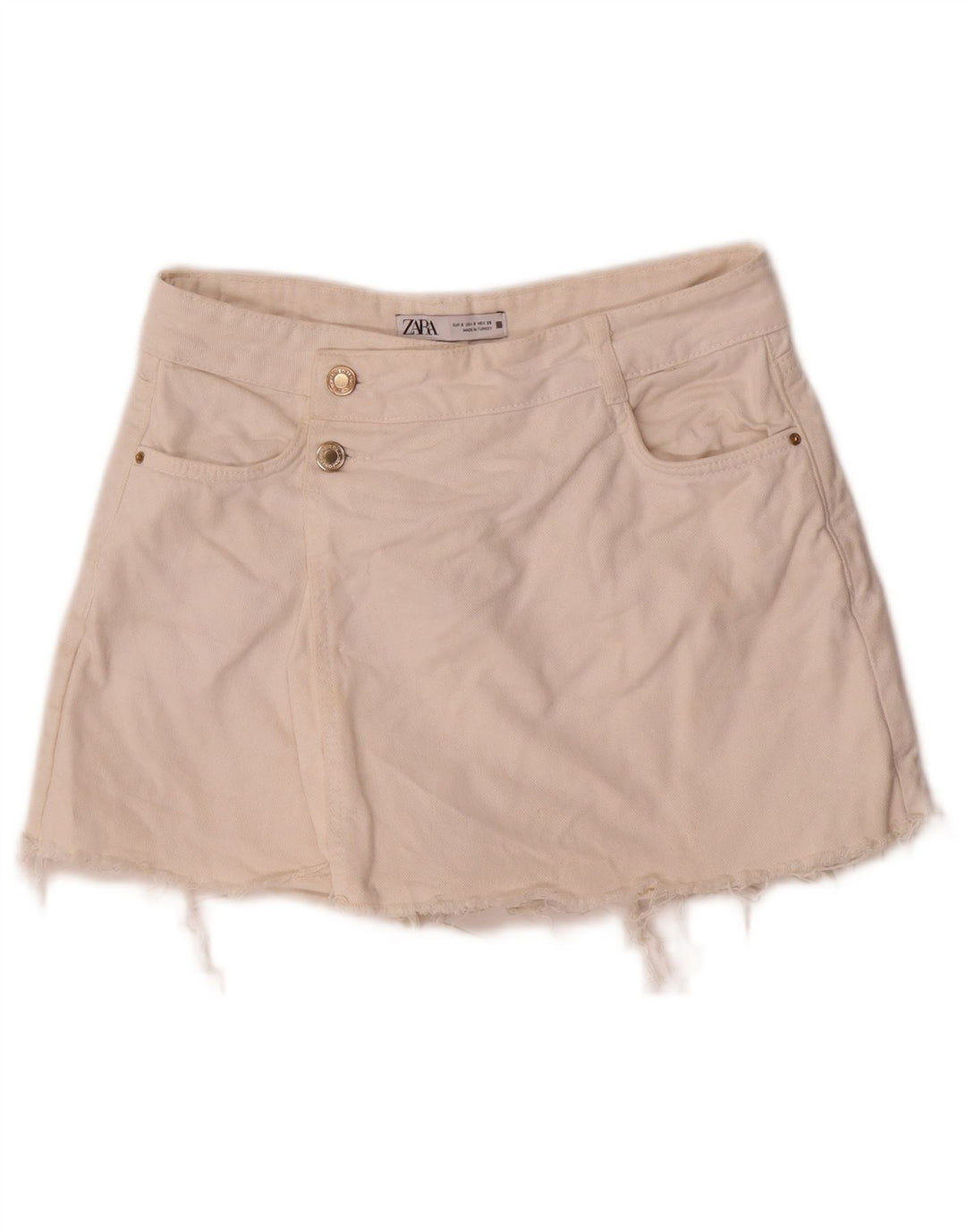 Zara Dame denim Shorts Små W26 Hvid Bomuld