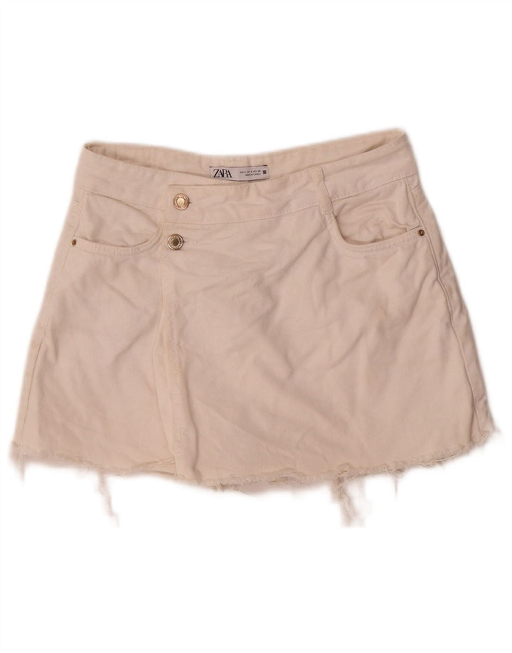 Zara Dame denim Shorts Små W26 Hvid Bomuld