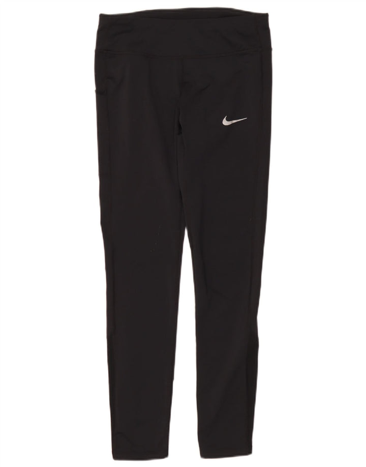 Nike Dame Dri Fit Leggings UK 10 Small Black Polyester