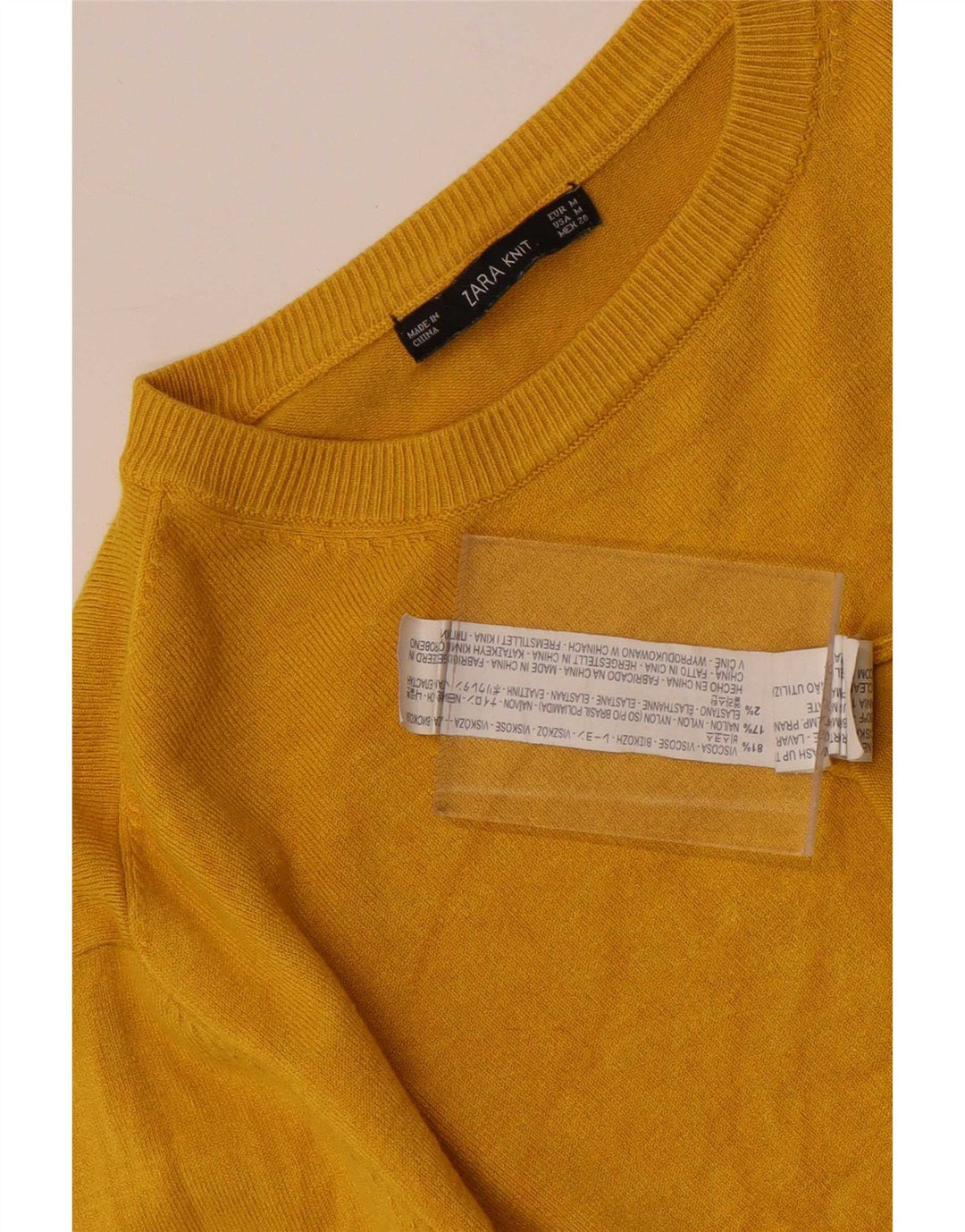 Zara dametrøjetrøje med rund hals DK 12 Medium gul viskose