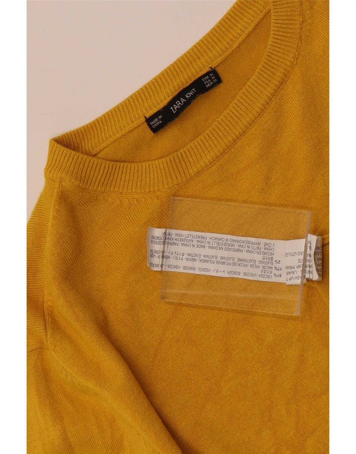 Zara dametrøjetrøje med rund hals DK 12 Medium gul viskose
