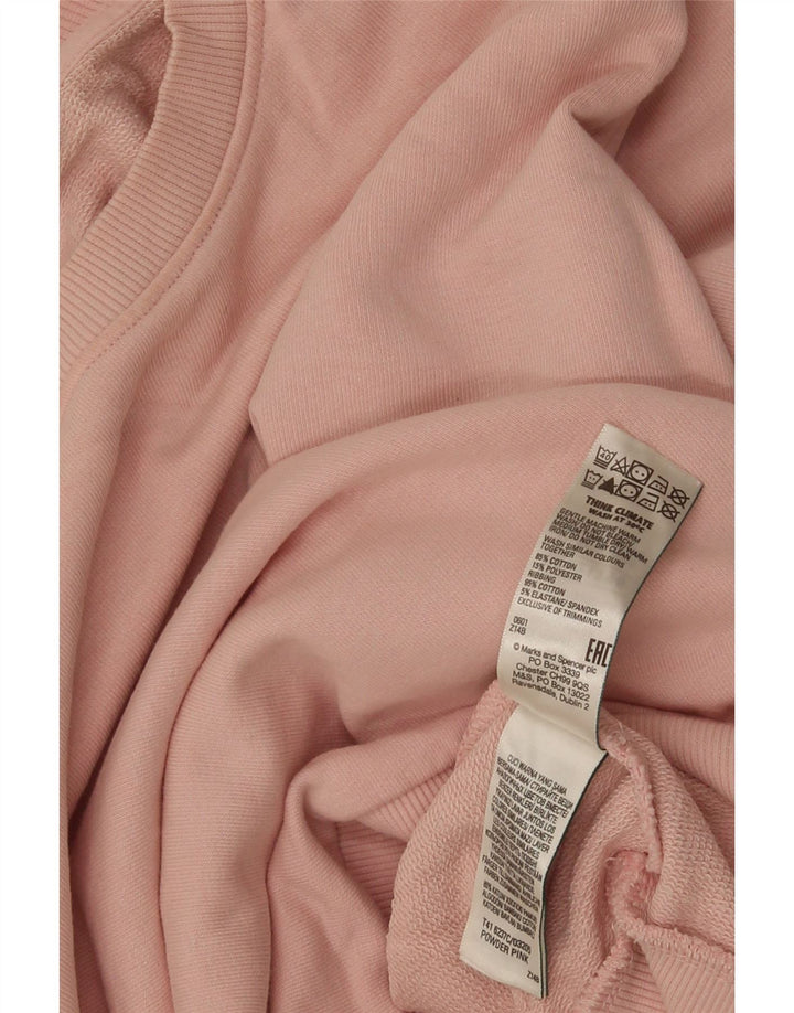 Marks & Spencer Dame Sweatshirt Jumper UK 14 Large Pink Bomuld