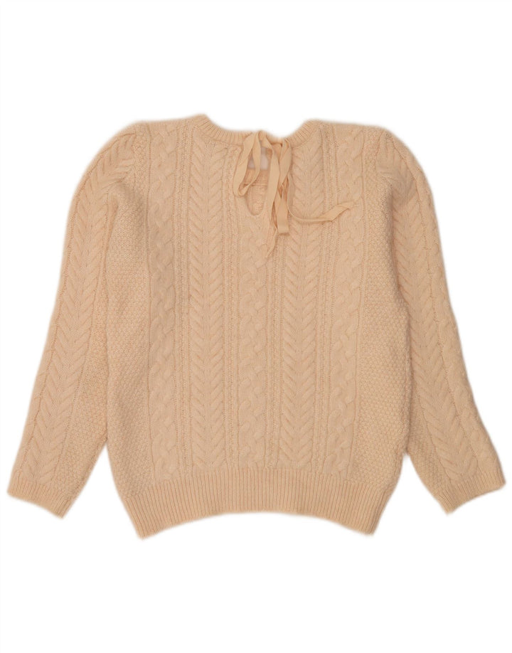 Zara Dame Jumper Sweater UK 16 Stor Beige Uld