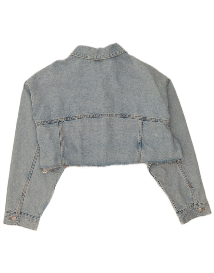 ZARA Dame Oversized Crop Denim Jacket UK 14 Medium Blue Cotton