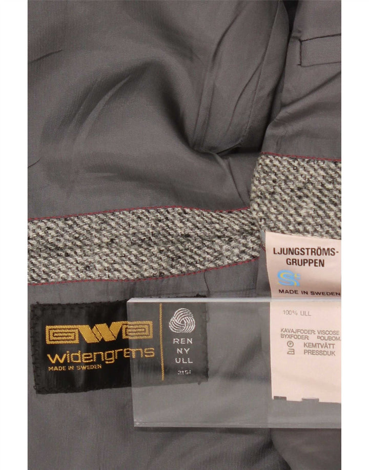 Vintage blazerjakke til mænd med 1 knap UK 38 Medium Grey Flecked Wool