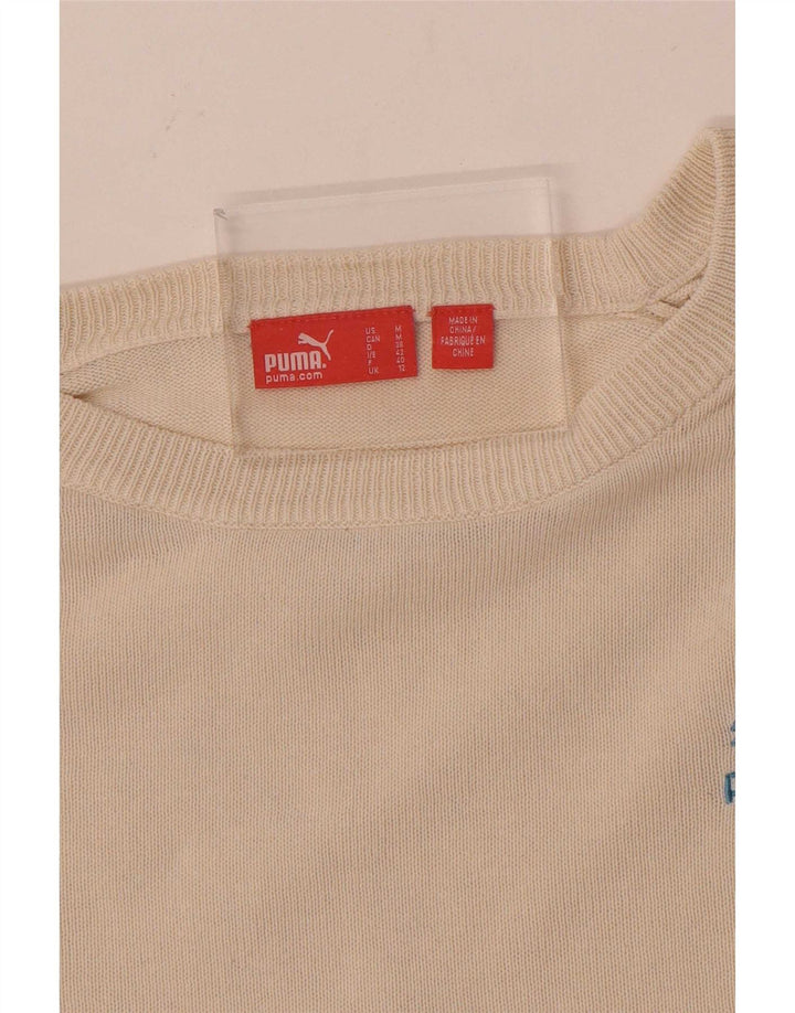 Puma Dame Boat Neck Jumper Sweater UK 12 Medium Off White