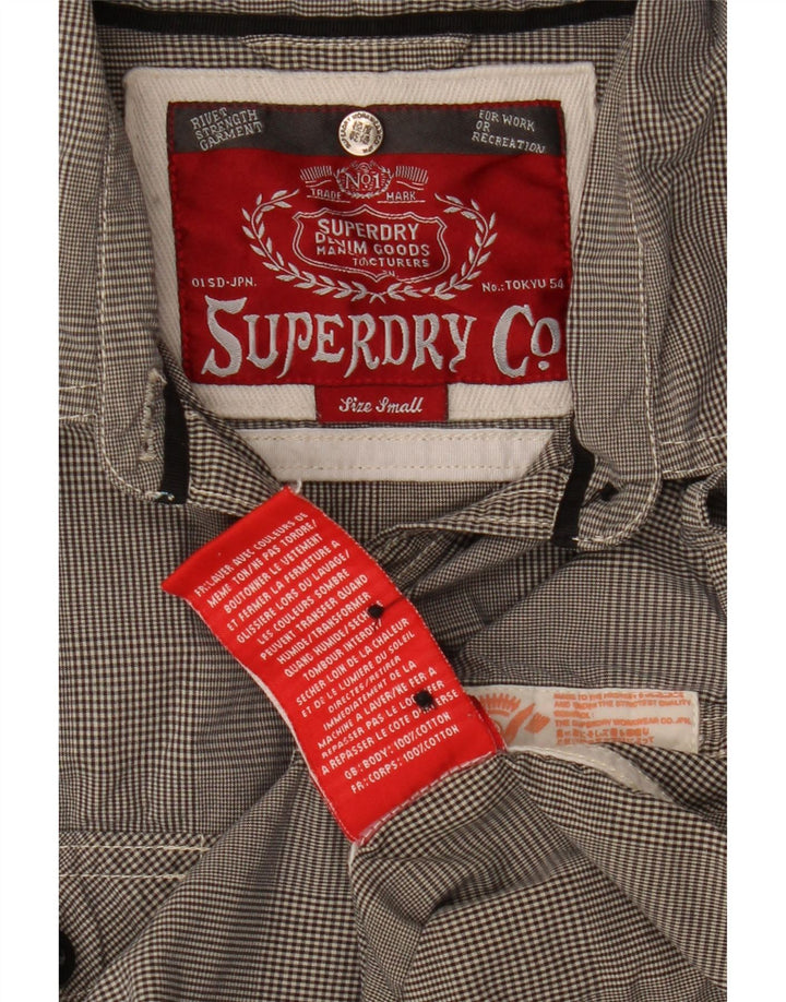 Superdry skjorte med 3/4 ærmer til kvinder UK 10 Small Grå Houndstooth Bomuld