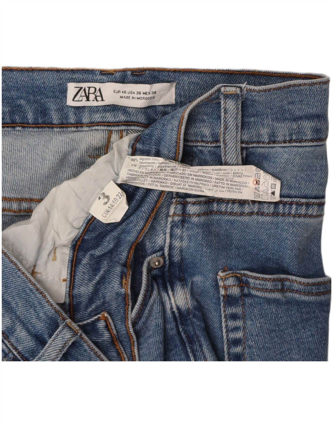 ZARA Mens Slim Jeans EU 46 XL W36 L32 Blue Cotton