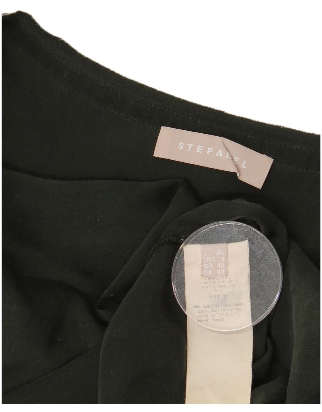 Stefanel Dame Langærmet Bluse Top IT 44 Medium Khaki Silk