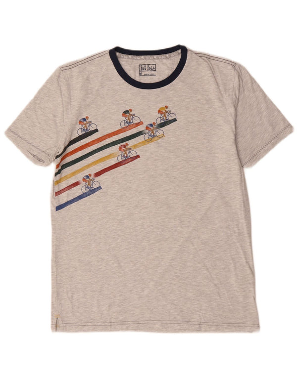 Fat Face Herre grafisk T-shirt Top Medium Grey Flecked Bomuld