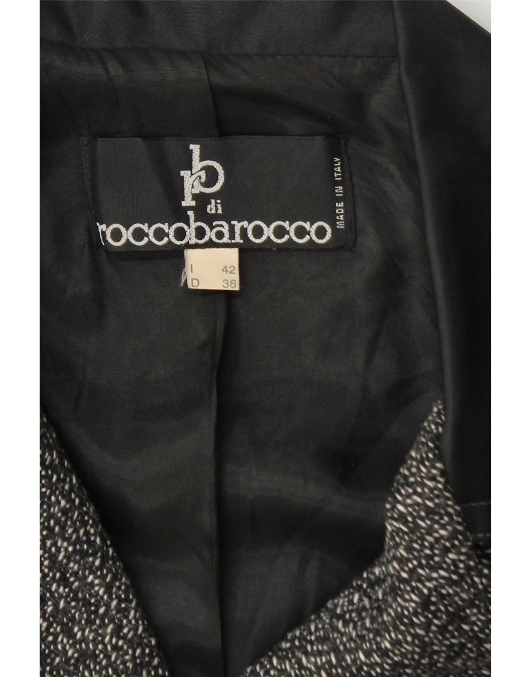 ROCCOBAROCCO Dameoverfrakke IT 42 Medium Sort Flecked Uld