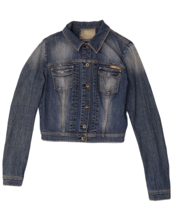 Guess Womens Crop denimjakke UK 6 XS Blue Cotton
