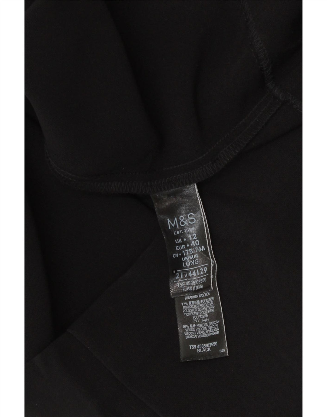 Marks & Spencer Pencil Nederdel til kvinder UK 12 Medium W30 Sort Polyester