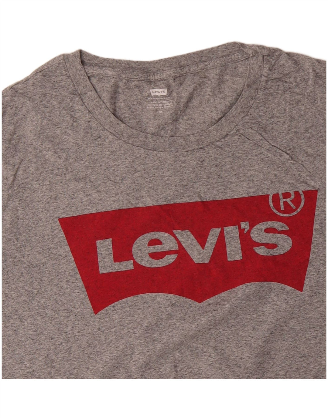 LEVI'S Grafisk T-shirt top til kvinder UK 22 3XL Grå Flecked Bomuld