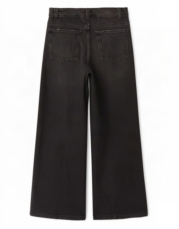 Zara piger højtaljede jeans med brede ben 13-14 år W26 L26 sort bomuld