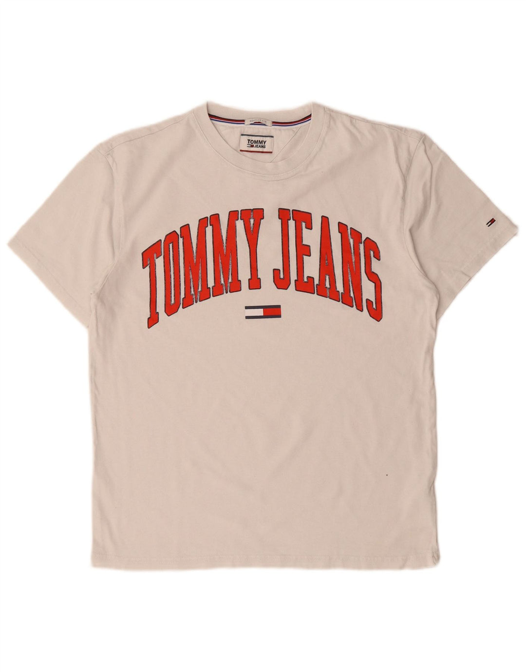 Tommy Hilfiger Herre Regular Fit Grafisk T-Shirt Top Medium Hvid Bomuld