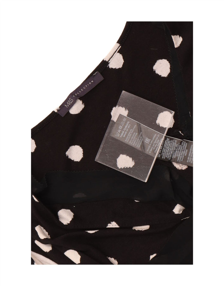 Marks & Spencer Damebluse Top UK 16 Large Black Polka Dot Viscose