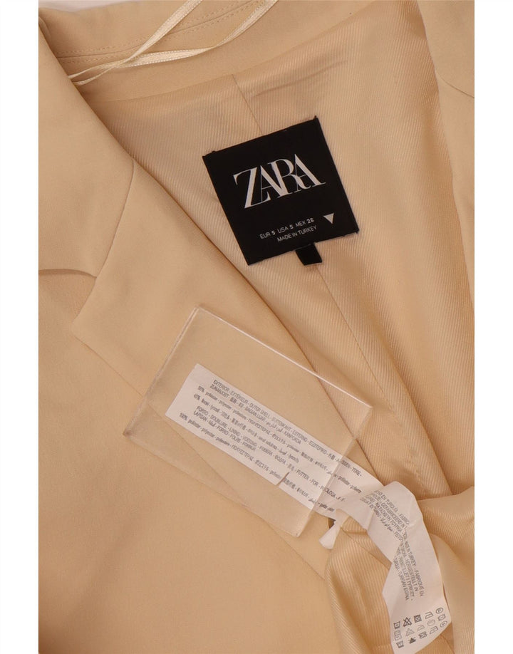 Zara Dame 2 Button Oversized Blazer Jacket UK 10 Small Beige Polyester
