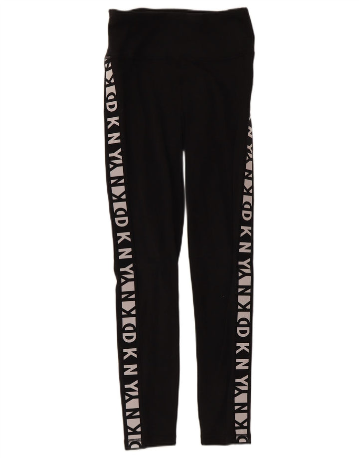 Dkny Womens Grafiske Leggings UK 4 XS Sort Bomuld