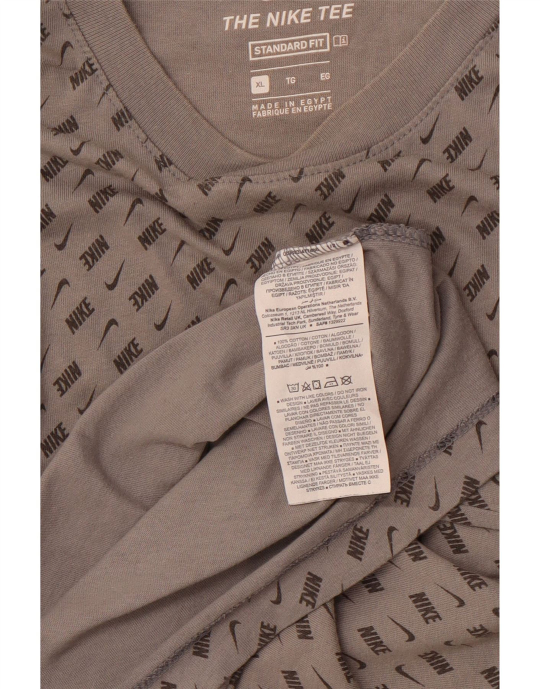 NIKE Grafisk T-shirt-top med standard pasform til mænd XL Grå Colourblock Bomuld