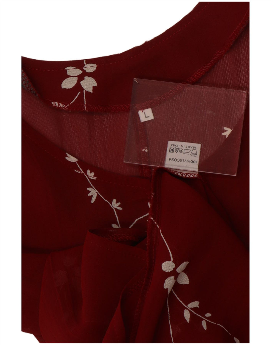 VINTAGE ærmeløs maxikjole til kvinder UK 14 Large Red Floral Viscose