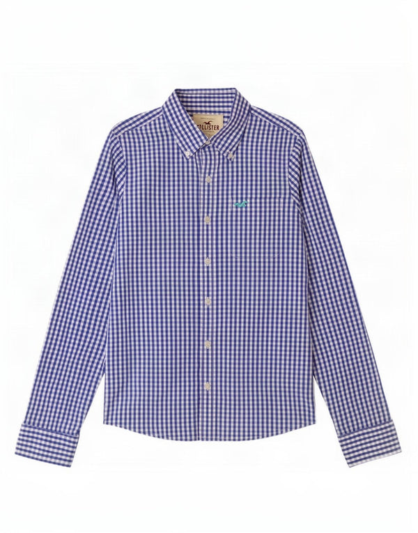 Hollister Herreskjorte Medium Blue Gingham Cotton