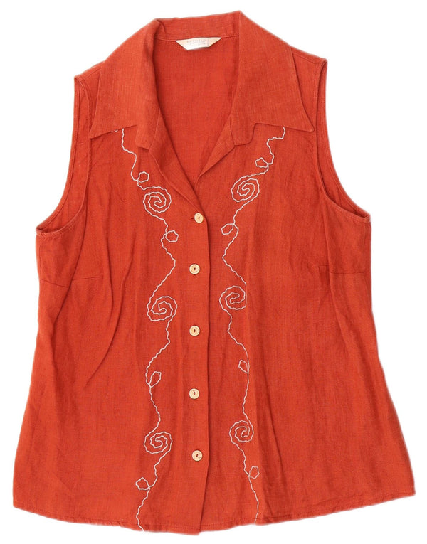 Giulia Galanti Dame ærmeløs skjorte bluse UK 14 Medium Orange Floral