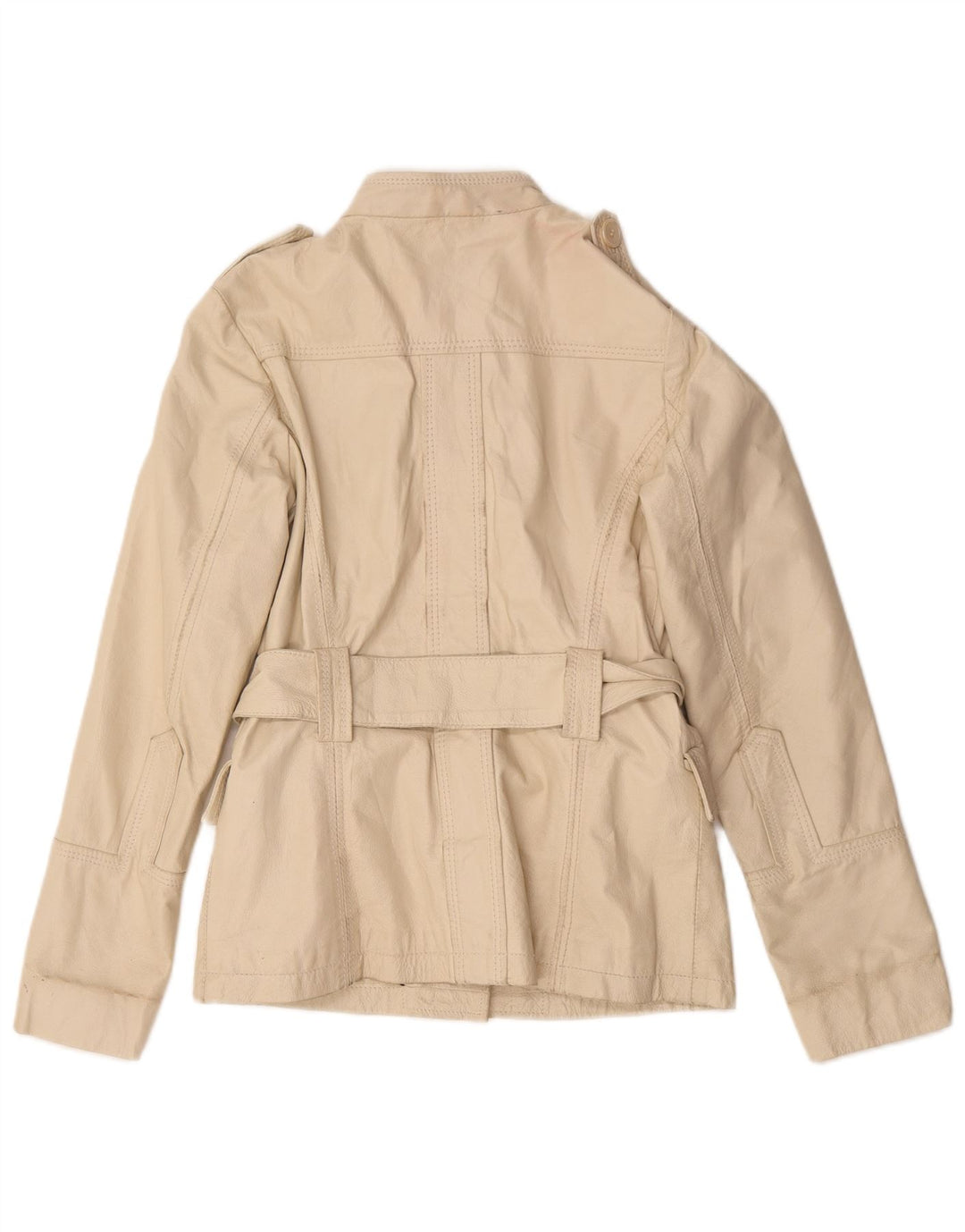 Vintage Military Læderjakke til kvinder IT 44 Medium Beige Læder