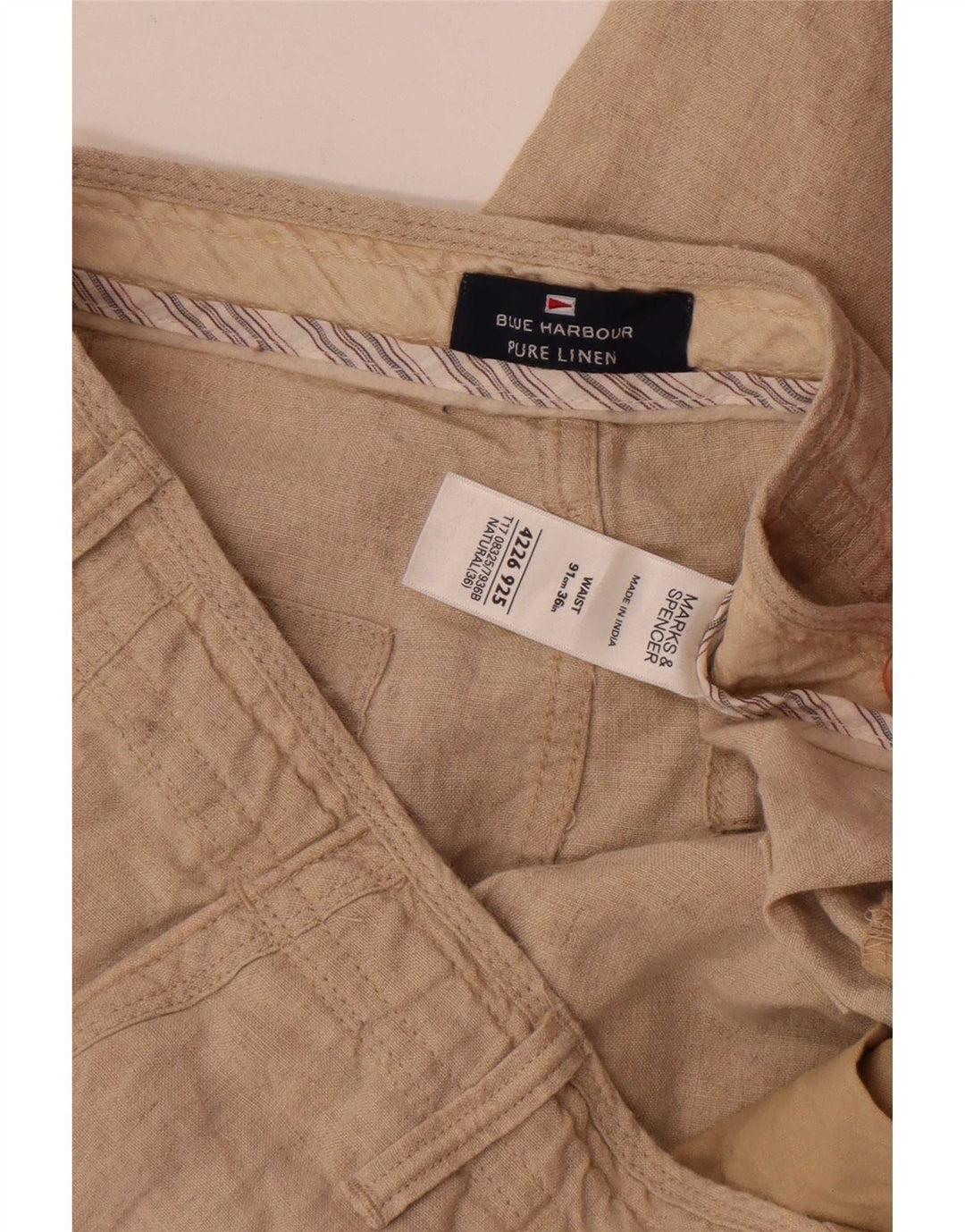 Marks & Spencer Herre Blue Harbor Bermuda Shorts Large W36 Beige Linen